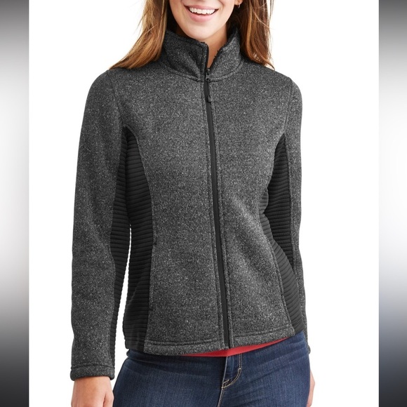 Time and Tru Jackets & Blazers - Time and Tru Women's Charcoal and Black Utility Jacket